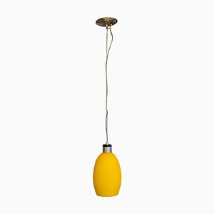 Metal Spot Monopunto Yellow Glass Pendant, Italy, 1980s-YUW-946198