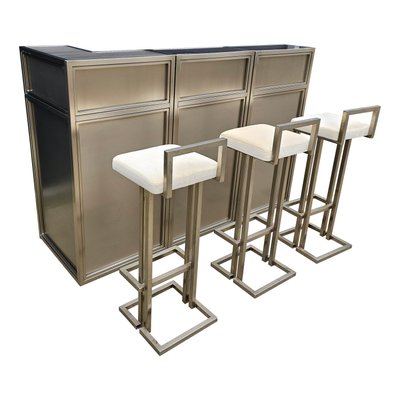 Metalic Modular Bar with Stools, Belgium, 1985, Set of 6-WBX-1815824