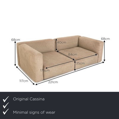 Mex Cube 3-Seater Sofa in Beige Fabric from Cassina-RQW-1748295