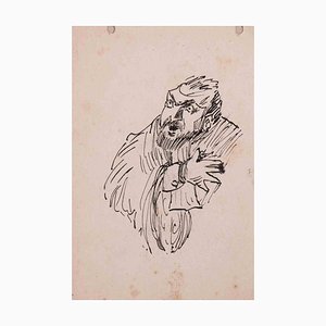 Michel George Michel, Portrait, Original Ink Drawing, Early 20th Century-ZCI-1403444