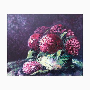 Michèle Kaus, Les hortensias, 2020, Acrylic on Canvas-QNR-1770909