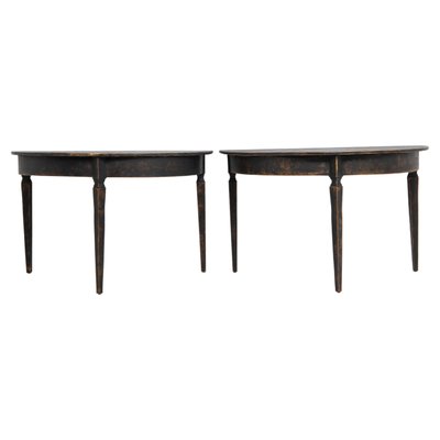 Mid 19th Century Northern Swedish Black Demi-Lune Tables, Set of 2-MJF-1225962