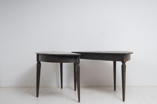 Mid 19th Century Northern Swedish Black Demi-Lune Tables, Set of 2-MJF-1225962