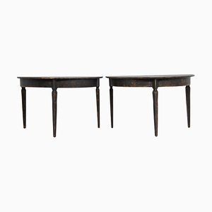 Mid 19th Century Northern Swedish Black Demi-Lune Tables, Set of 2-MJF-1225962