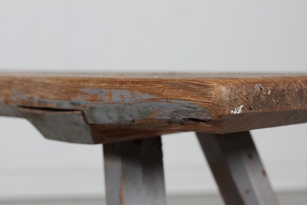 Mid 19th Century Swedish Bench in Pine with Fragments of Grey Paint-QQ-1725526