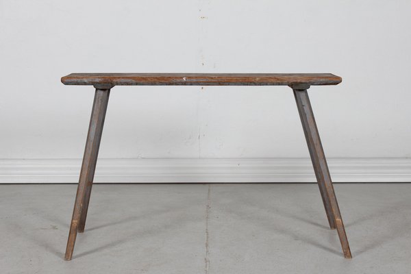 Mid 19th Century Swedish Bench in Pine with Fragments of Grey Paint-QQ-1725526