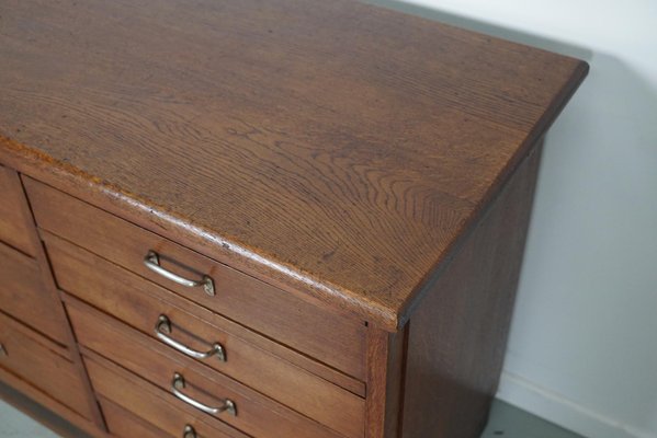 Mid-20th Century Dutch Industrial Oak Apothecary Cabinet-XO-1818830