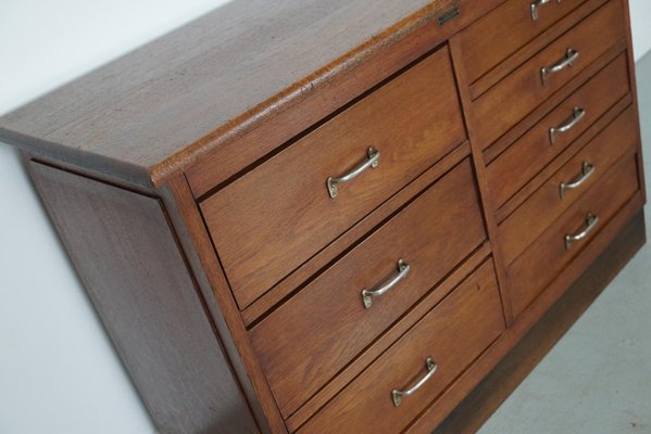 Mid-20th Century Dutch Industrial Oak Apothecary Cabinet-XO-1818830