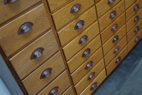 Mid-20th Century German Industrial Oak Apothecary Cabinet-XO-1252018