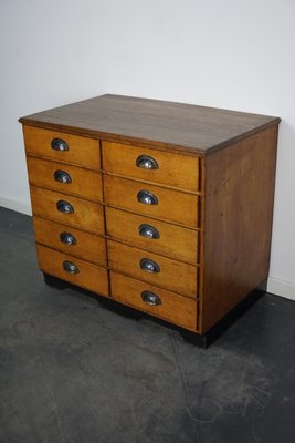 Mid-20th Century German Oak Pine Apothecary Cabinet or Bank of Drawers-XO-1191558