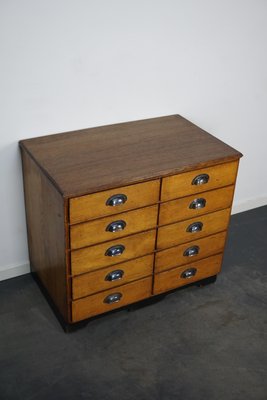 Mid-20th Century German Oak Pine Apothecary Cabinet or Bank of Drawers-XO-1191558