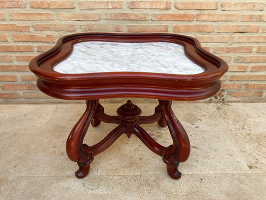 Mid-20th Century Side Table in Wood & Marble Top, 1960s-NOU-1141784