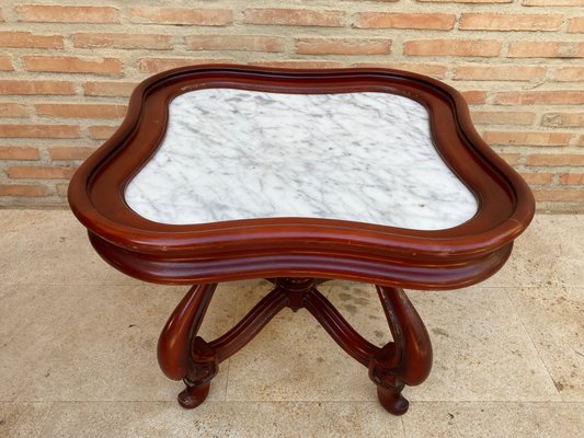 Mid-20th Century Side Table in Wood & Marble Top, 1960s-NOU-1141784