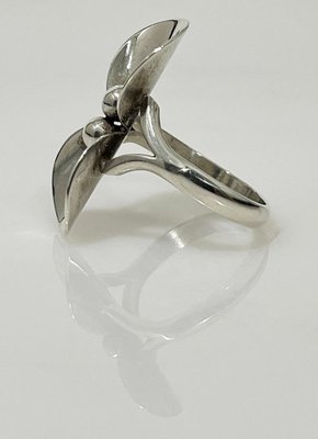 Mid-20th Century Sterling Silver Flower Ring attributed to Niels Erik, Denmark-UCH-1778342