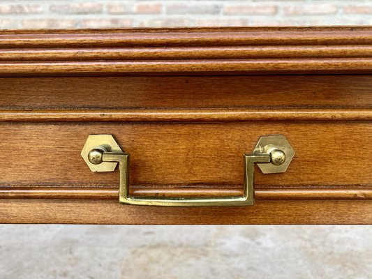 Mid-20th Century Winged Console Table in Walnut with Claw Feet in Bronze with Two Drawers and Wheels-NOU-1160479