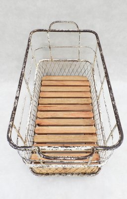 Mid-Centruy French Industrial Trolley Basket Cart, 1950-JUA-1815335