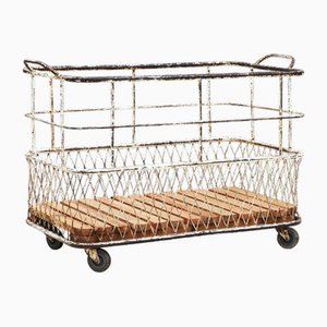 Mid-Centruy French Industrial Trolley Basket Cart, 1950-JUA-1815335