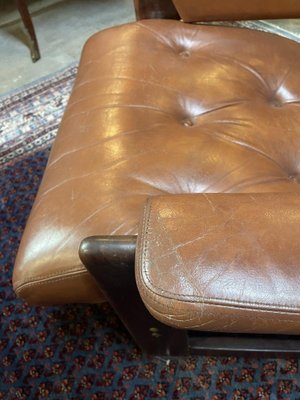 Mid-Centry Leather and Mahogany Chairs, Set of 2-NSG-2041613