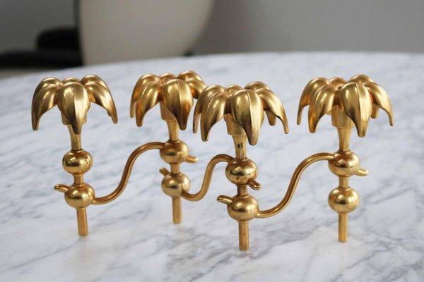 Mid-Century 24 Karat Gold-Plated Nail Palm Candleholder-FJP-1789519