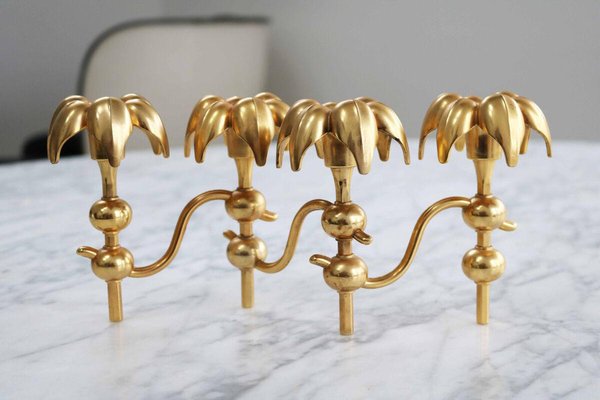 Mid-Century 24 Karat Gold-Plated Nail Palm Candleholder-FJP-1789519