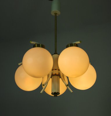 Mid-Century 5 Arms Brass Chandelier by Emi-HGJ-1187920