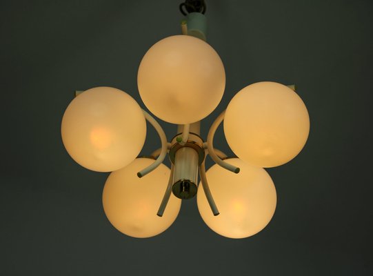 Mid-Century 5 Arms Brass Chandelier by Emi-HGJ-1187920