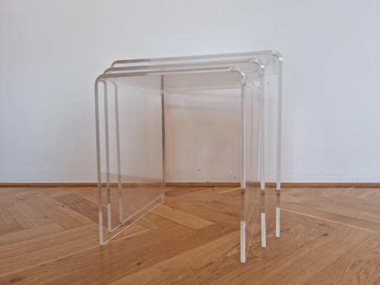 Mid-Century Acrylic Glass Nesting Tables, Italy, 1970s, Set of 3-TZ-1346175