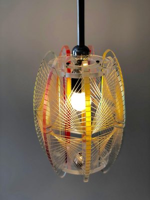 Mid-Century Acrylic & Mono Filament Pendant Lamp with Color Accents, Czech Republic, 1950s-BAF-763381