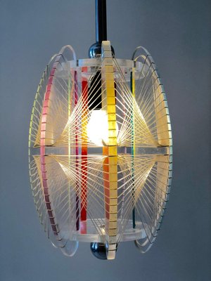 Mid-Century Acrylic & Mono Filament Pendant Lamp with Color Accents, Czech Republic, 1950s-BAF-763381