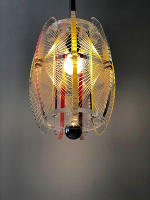 Mid-Century Acrylic & Mono Filament Pendant Lamp with Color Accents, Czech Republic, 1950s-BAF-763381