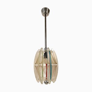 Mid-Century Acrylic & Mono Filament Pendant Lamp with Color Accents, Czech Republic, 1950s-BAF-763381