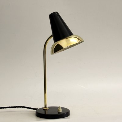 Mid-Century Adjustable Brass Table Lamp attributed to Jacques Biny for Luminalité, 1950s-SY-2042149