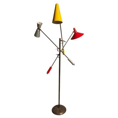 Mid-Century Adjustable Floor Lamp in Brass from Stilnovo, Italy, 1950s-KKZ-1814255