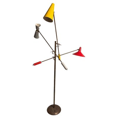 Mid-Century Adjustable Floor Lamp in Brass from Stilnovo, Italy, 1950s-KKZ-1814255