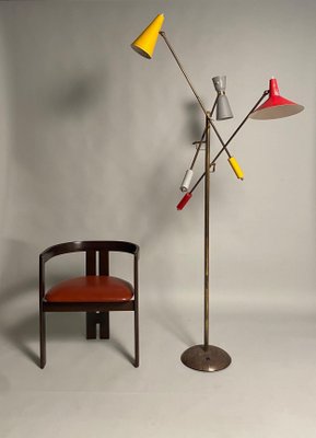 Mid-Century Adjustable Floor Lamp in Brass from Stilnovo, Italy, 1950s-KKZ-1814255