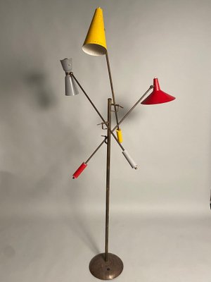 Mid-Century Adjustable Floor Lamp in Brass from Stilnovo, Italy, 1950s-KKZ-1814255