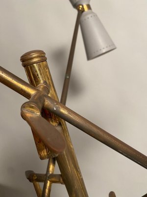 Mid-Century Adjustable Floor Lamp in Brass from Stilnovo, Italy, 1950s-KKZ-1814255