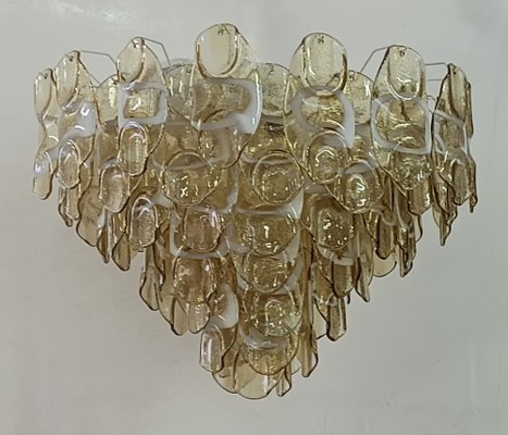 Mid-Century Amber and White Murano Glass Chandelier, 2000s-UH-1742763