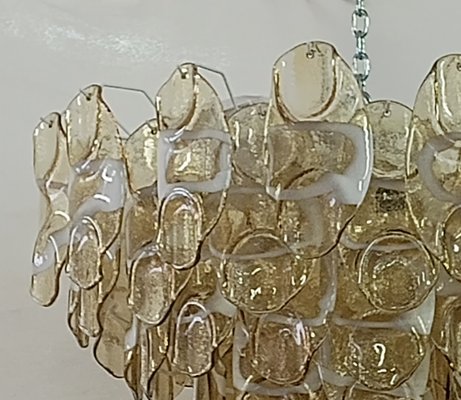 Mid-Century Amber and White Murano Glass Chandelier, 2000s-UH-1742763