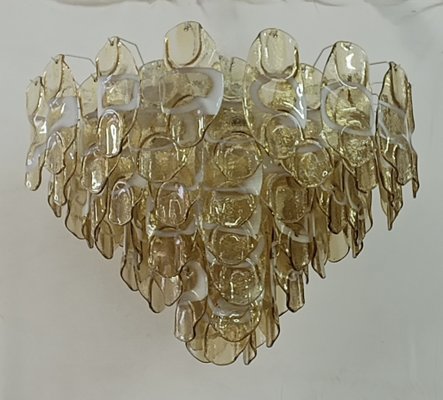 Mid-Century Amber and White Murano Glass Chandelier, 2000s-UH-1742763