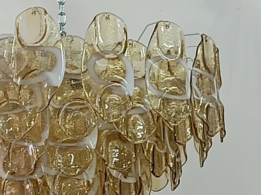 Mid-Century Amber and White Murano Glass Chandelier, 2000s-UH-1742763