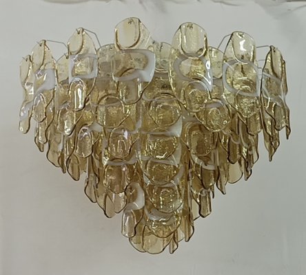 Mid-Century Amber and White Murano Glass Chandelier, 2000s-UH-1742763