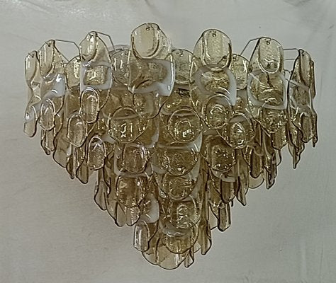 Mid-Century Amber and White Murano Glass Chandelier, 2000s-UH-1742763