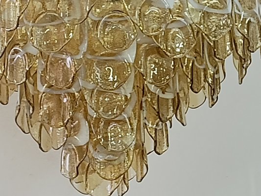 Mid-Century Amber and White Murano Glass Chandelier, 2000s-UH-1742763