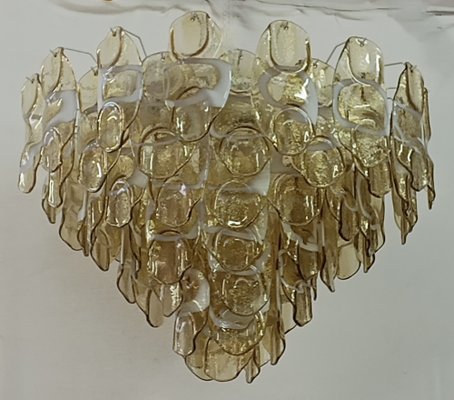 Mid-Century Amber and White Murano Glass Chandelier, 2000s-UH-1742763