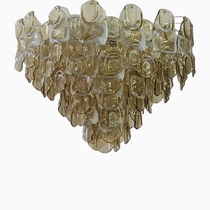 Mid-Century Amber and White Murano Glass Chandelier, 2000s-UH-1742763