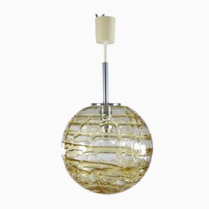 Mid-Century Amber & Clear Glass Ball Pendant Lamp from Doria Leuchten, 1960s-FUP-694356