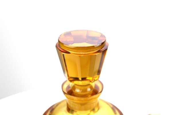 Mid-Century Amber Glass Liqueur Set from Moser Karlsbad, Set of 7-ZWH-697679