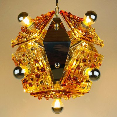 Mid-Century Amber Murano Chandelier from AV Mazzega, Italy, 1970s-WQC-1780786