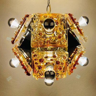 Mid-Century Amber Murano Chandelier from AV Mazzega, Italy, 1970s-WQC-1780786